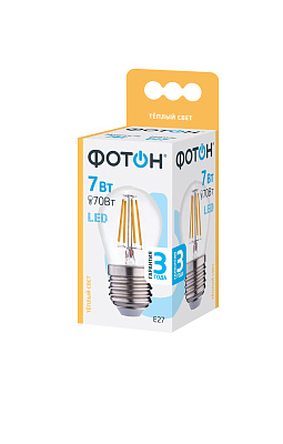 Лампа светодиодная ФОТОН LED FL P45 7W E27 3000K, слайд 1